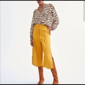 7 for all mankind yellow culotte wide slit pants